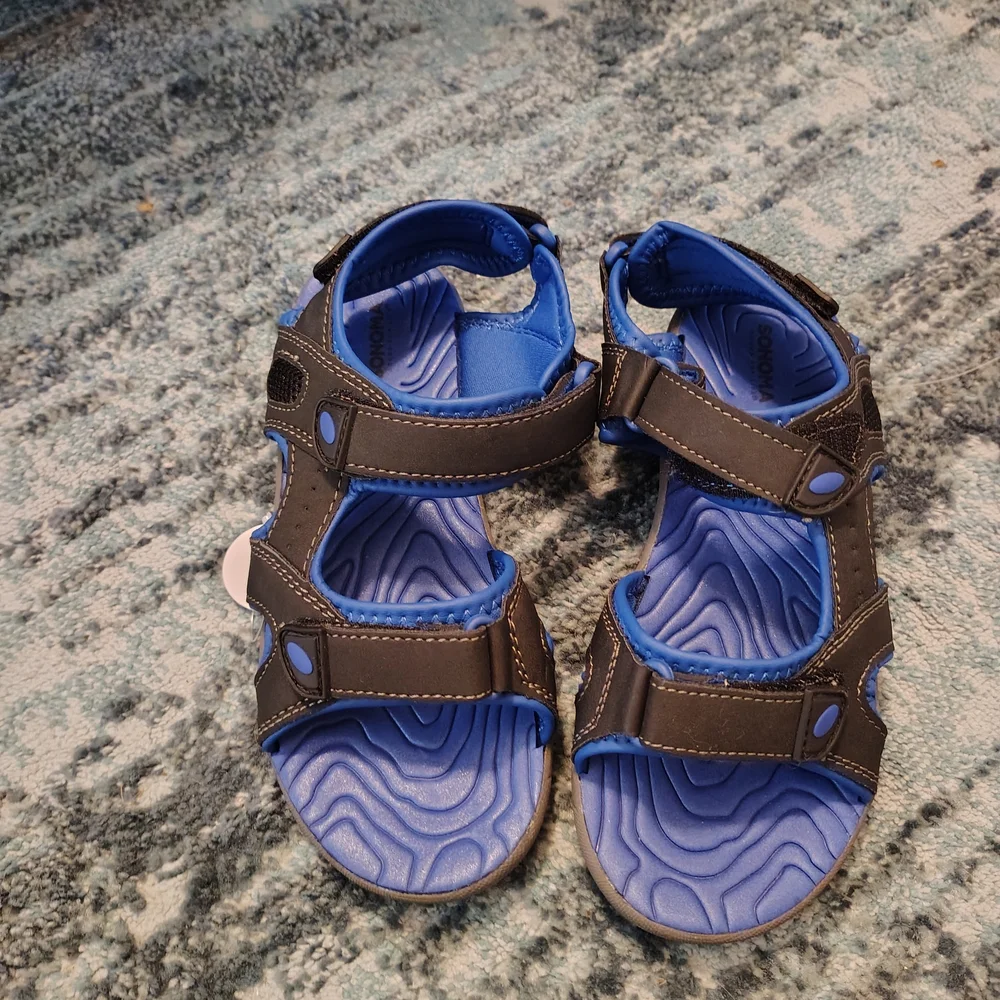 Kids Blue‎ and Black Sandals Boys 2 New